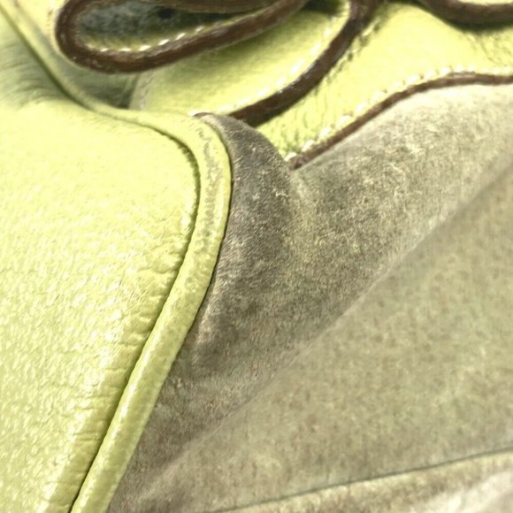 GUCCI Bamboo Backpack vintage bag Backpack suede Green - Picture 5 of 14